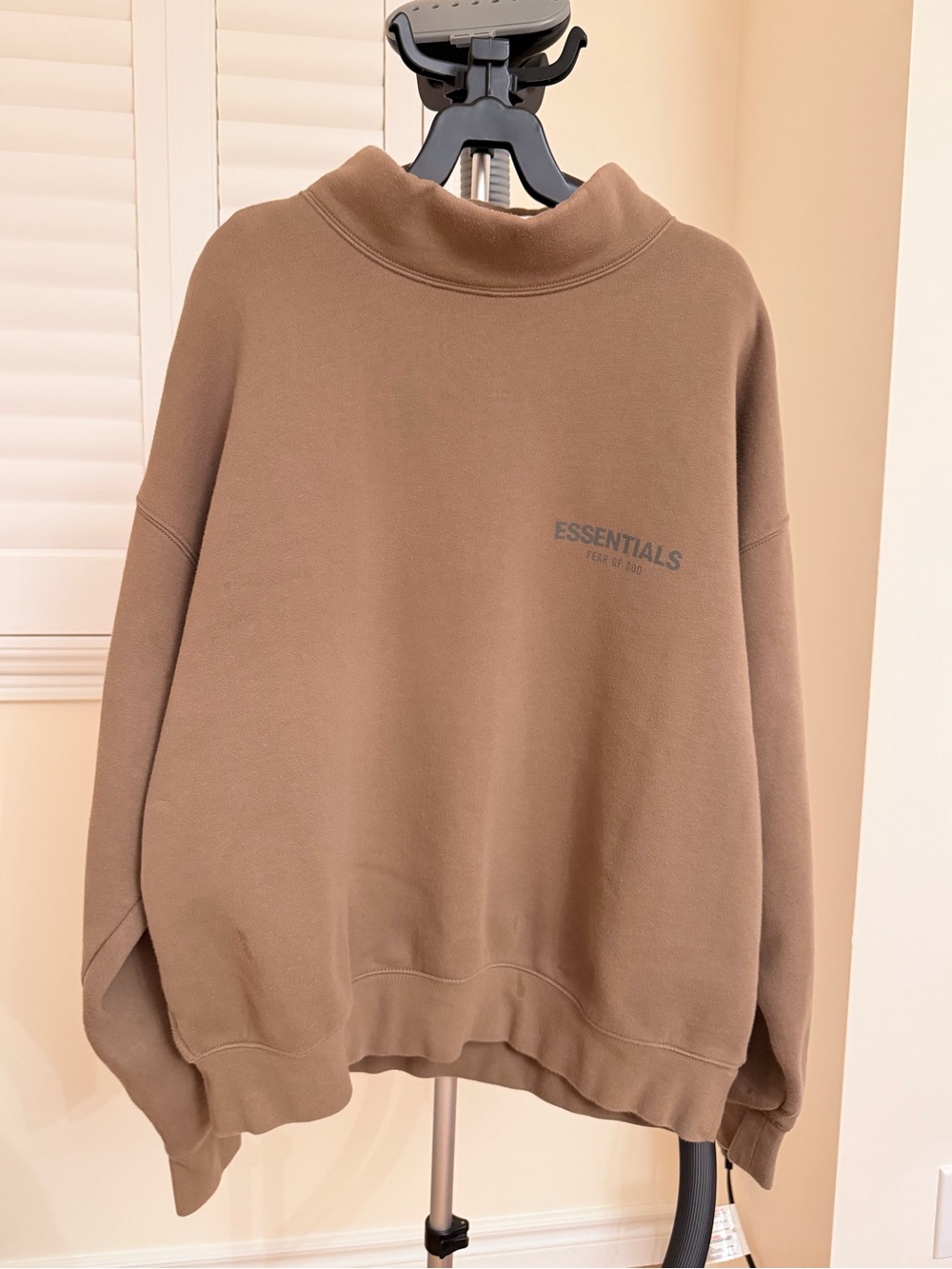 Essentials Women's Tan Brown Cowl Neck Sweatshirt
